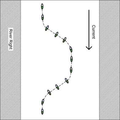 A drawing of a descending back ferry.