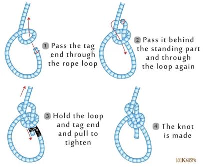 A drawing a bowline knot.