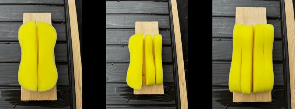 A photo of a sponge to turn into a fish for canoe games.